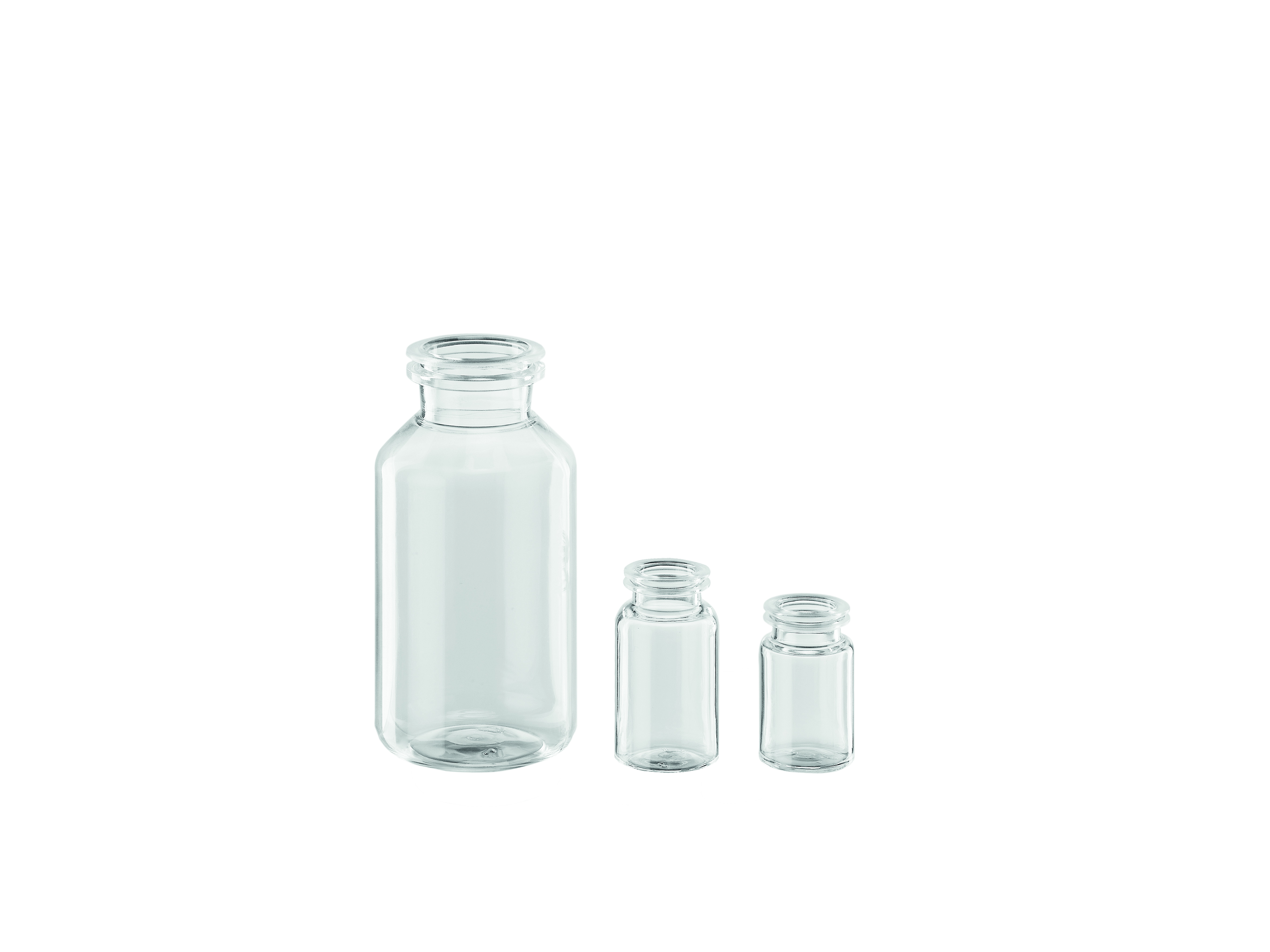 COP injection bottles with crimp neck finish