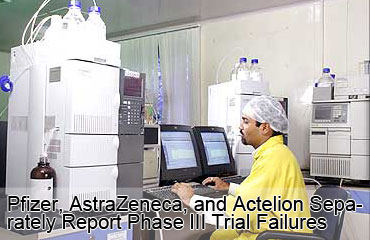 Pfizer, AstraZeneca, and Actelion Separately Report Phase III Trial Failures