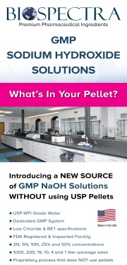 What’s in your pellet? BioSpectra announces GMP grades of Sodium Hydroxide (NaOH) solutions without the use of pellets.
