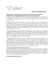 Ashland launches 2021 Environment, Social, and Governance Report
