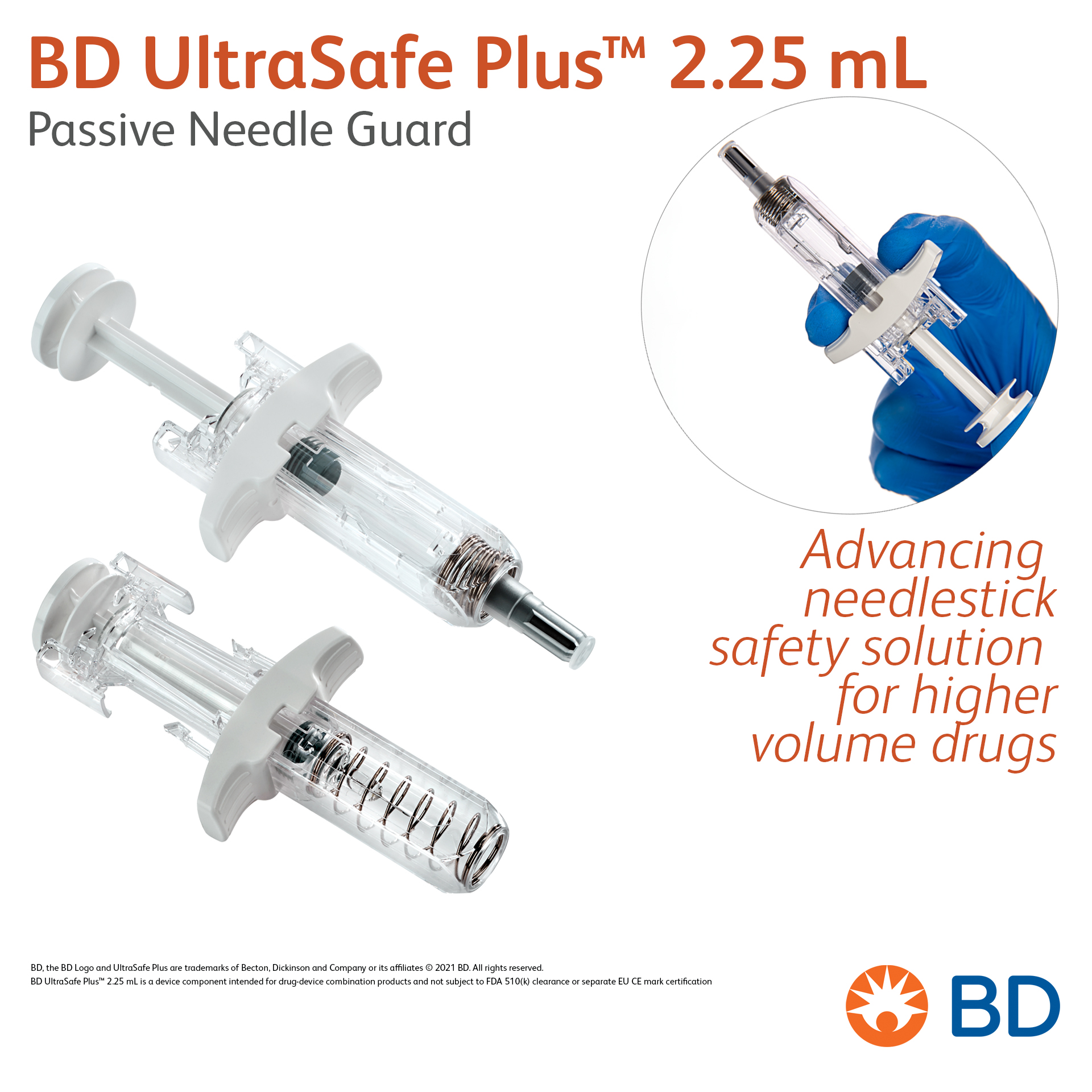 BD UltraSafe Plus™ 2.25 mL Passive Needle Guard - Advancing needlestick safety solution for higher volume drugs