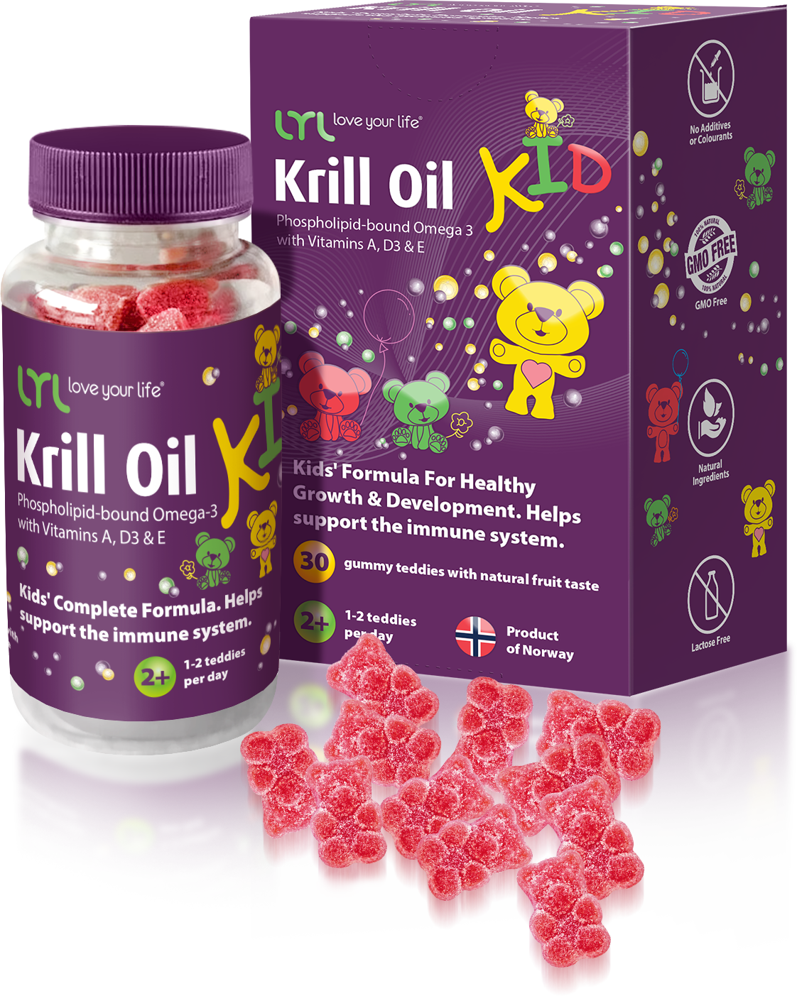 LYL krill oil KID gummy bears (the most delicious premium class omega-3, in the form of phospholipids, suitable for children)