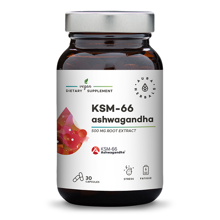 Aura Herbals Ashwagandha KSM-66 Root 500 mg, 30 capsules