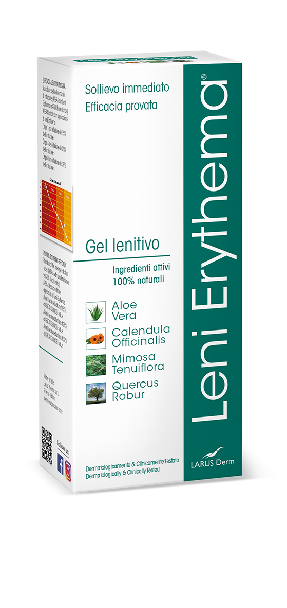 Leni Erythema, natural extract in gel form provides intensive hydration, reducing itchiness.