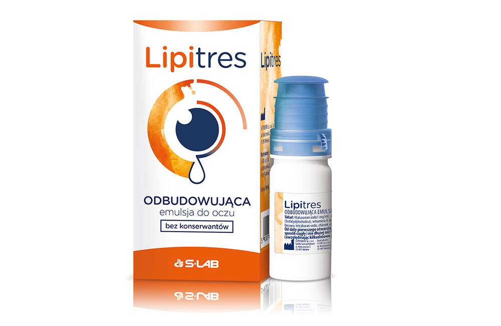 Lipitres - preservatives free eye drops with sodium hyaluronate 0,1%, medium chain triglicerides and phospholipids 2%, vitamin A+E