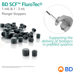 BD SCF™ FluroTec® 1 mlL & 1 - 3 mL Plunger Stoppers - Supporting the delivery of biologics in prefilled systems