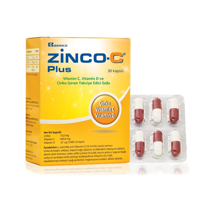 Zinco-C Plus Capsules, Containing Vitamin C, Vitamin D and Zinc (30 Capsules)