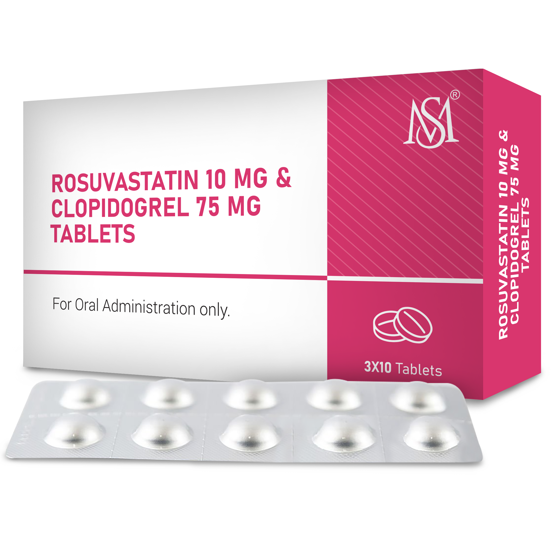 Rosuvastatin 10 mg & Clopidogrel 75 mg Tablets