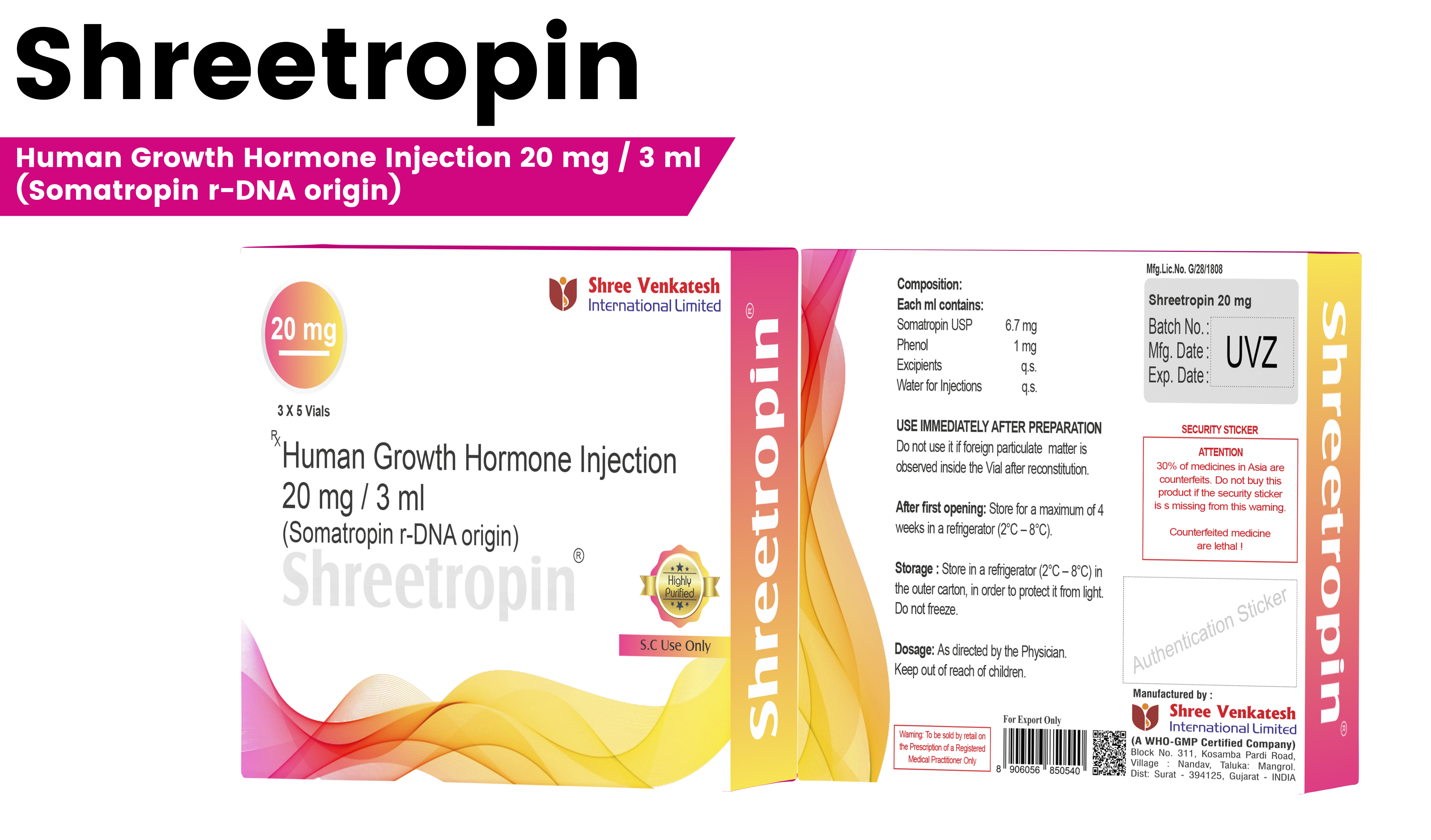 Human Growth Hormone injection 20mg/3ml-Somatropin