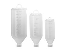 Infusion bottles with screw neck or crimp neck, loop at the base and graduation
