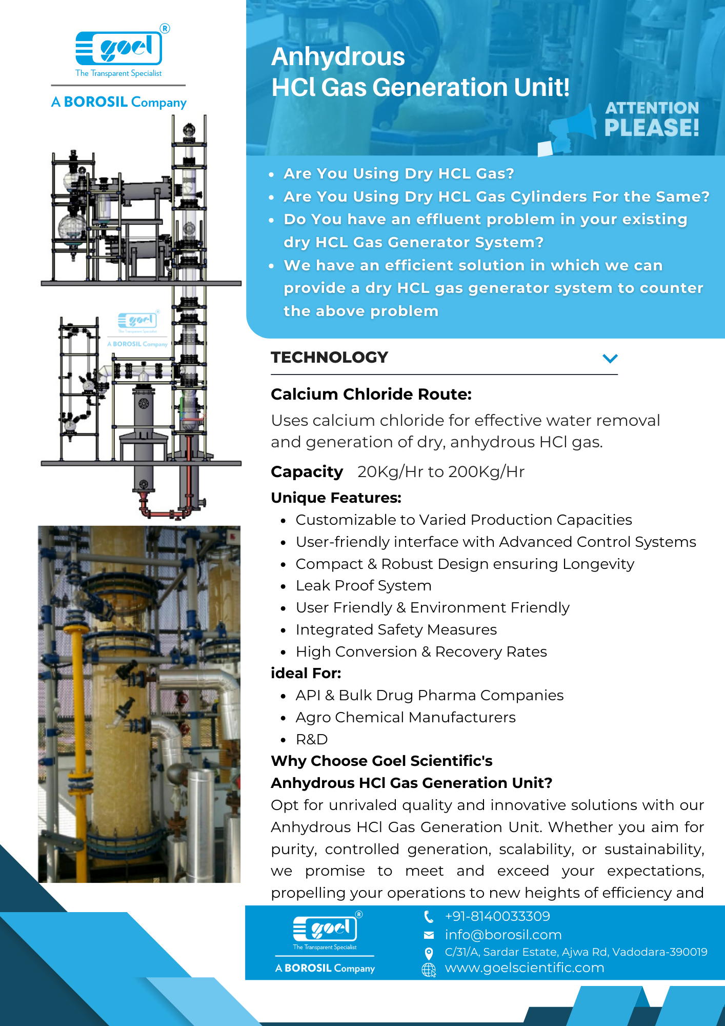 HCL GAS Generator For Industrial Use by Goel Scientific