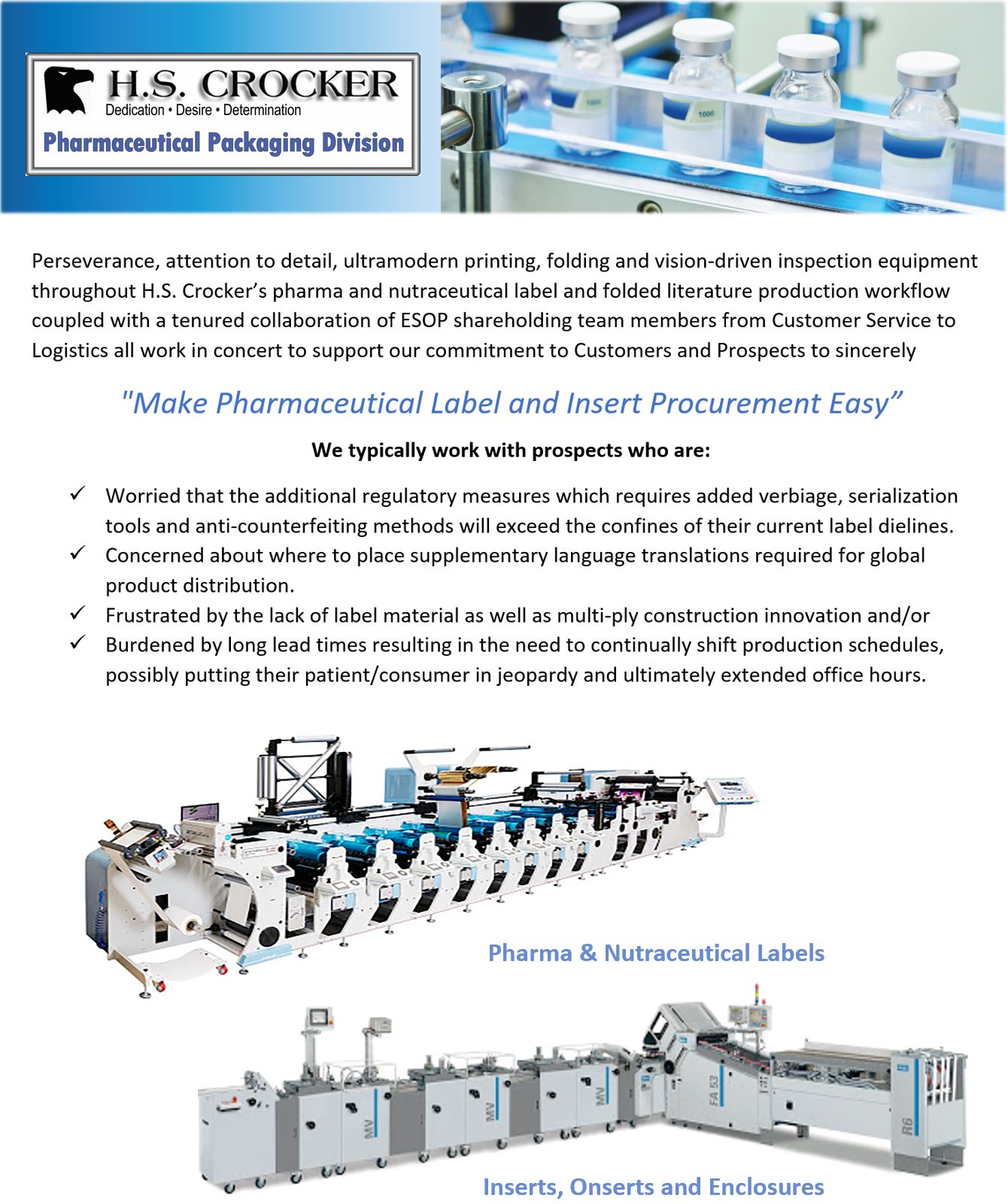 Brief Overview of H.S. Crocker's Pharmaceutical Packaging Division