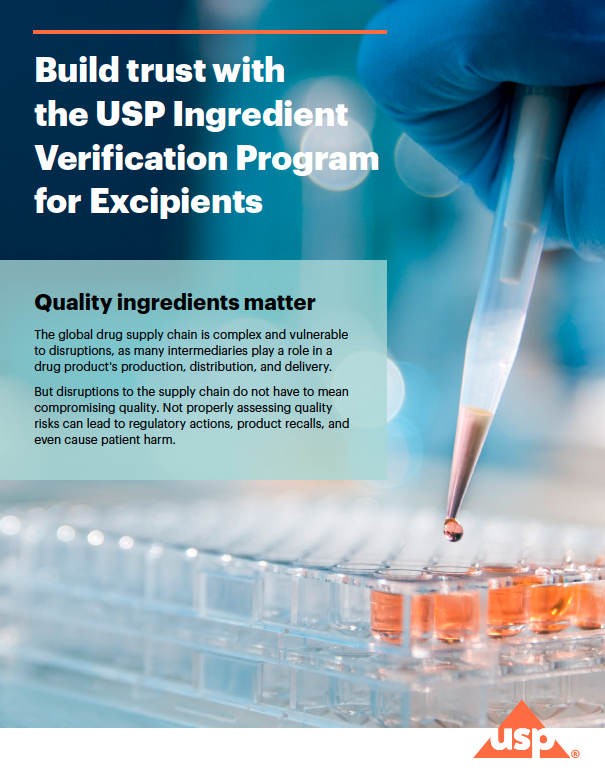 USP Ingredient Verification Program for Excipients