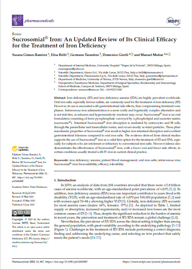 Sucrosomial® Iron: An Updated Review of Its Clinical Efficacy for the Treatment of Iron Deficiency