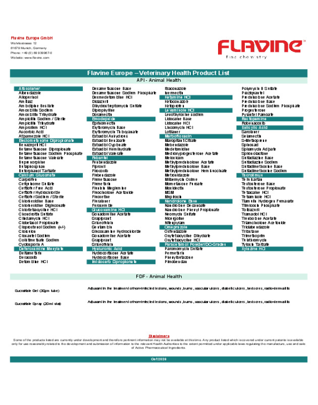 API Animal Health Product List