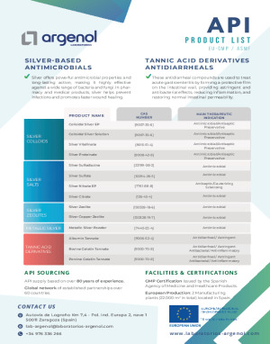 APIs Product List_ARGENOL