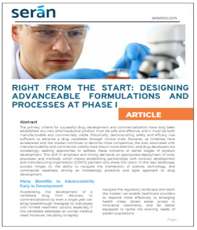 Article: Right from the Start: Designing Advanceable Formulations at Phase I