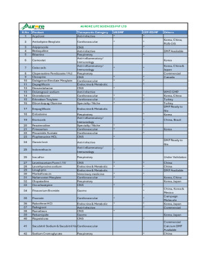 Aurore Life Sciences Product List