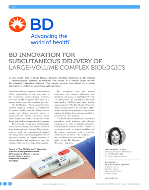 BD Innovation for Subcutaneous Delivery of Large Volume Complex Biologics