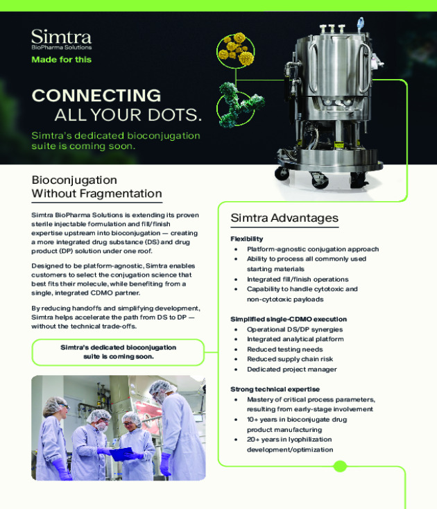 Connecting All Your Dots. Simtra's dedicated bioconjugation suite is coming soon.