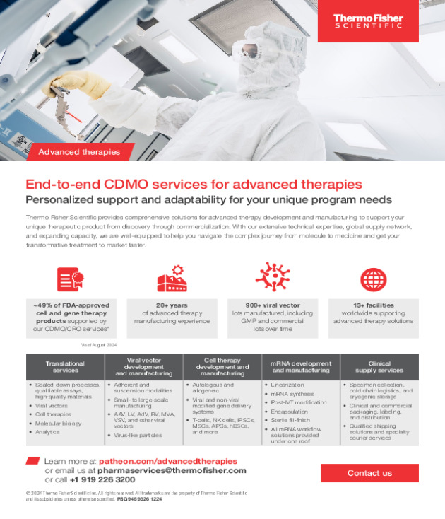 End-to-End CDMO services for advanced therapies