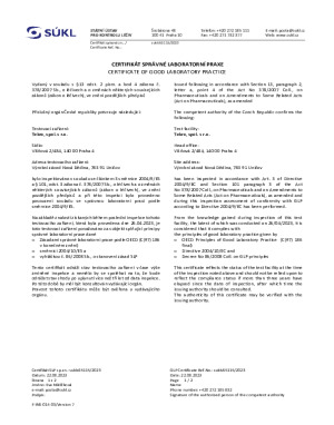 GLP certificate Nova Dedina