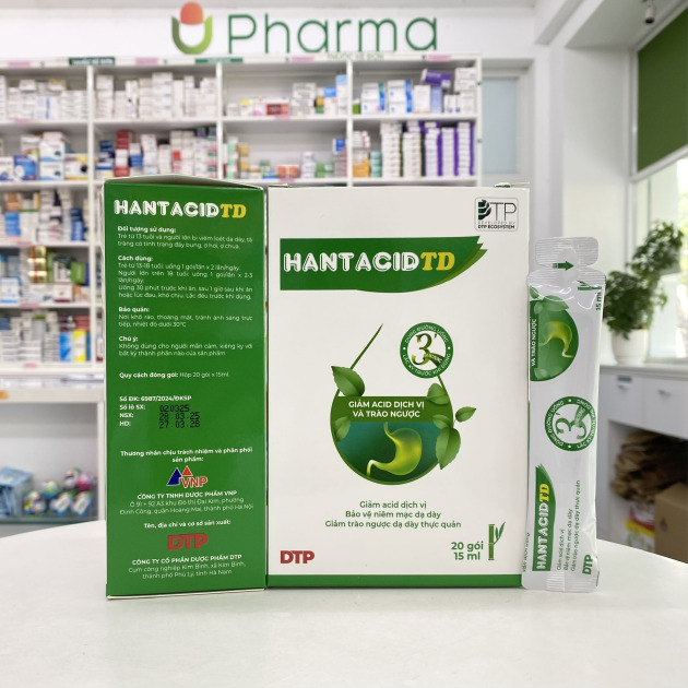 Hantacid TD Oral suspension to reduce gastric acid, helps protect the lining of the stomach, duodenum, bloating, indigestion, belching, heartburn, epigastric pain, gastroesophageal reflux
