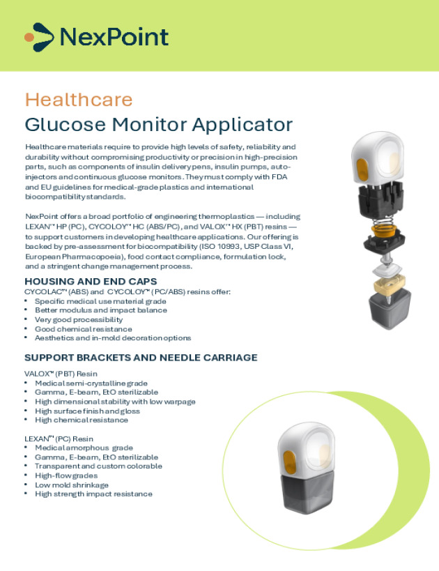 Healthcare Materials For Glucose Monitor Applicator