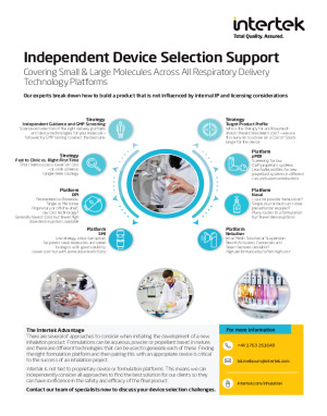 Independent Inhaled/Nasal Device Selection Support (Large & Small Molecules)