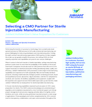 JHS White paper, Selecting a CMO Partner for Sterile Injectable Manufacturing