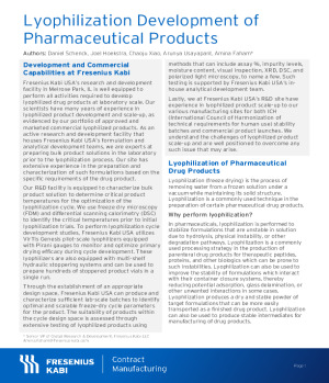 Lyophilization Cycle Development of Pharmaceutical Products