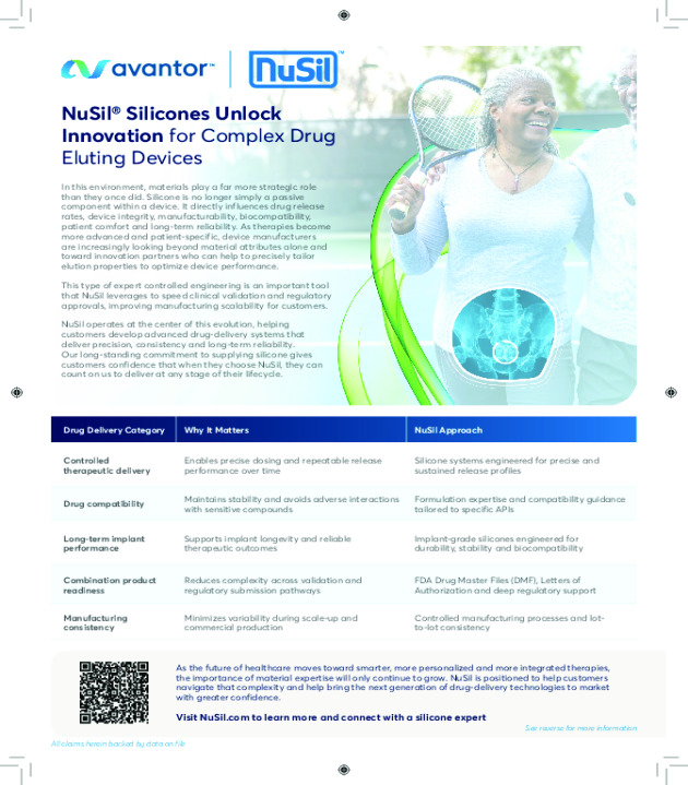 NuSil® Silicones Unlock Innovation for Complex Drug Eluting Devices