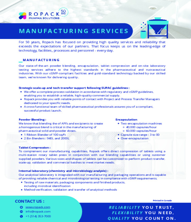 Our Services and Expertise - Ropack Pharma Solutions