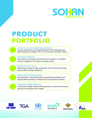 Product Portfolio_API, DC granules, PFIs (Pellets), FDFs