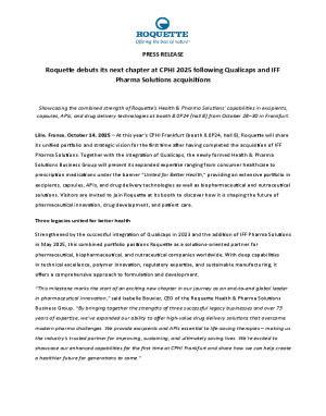 Roquette debuts its next chapter at CPHI 2025