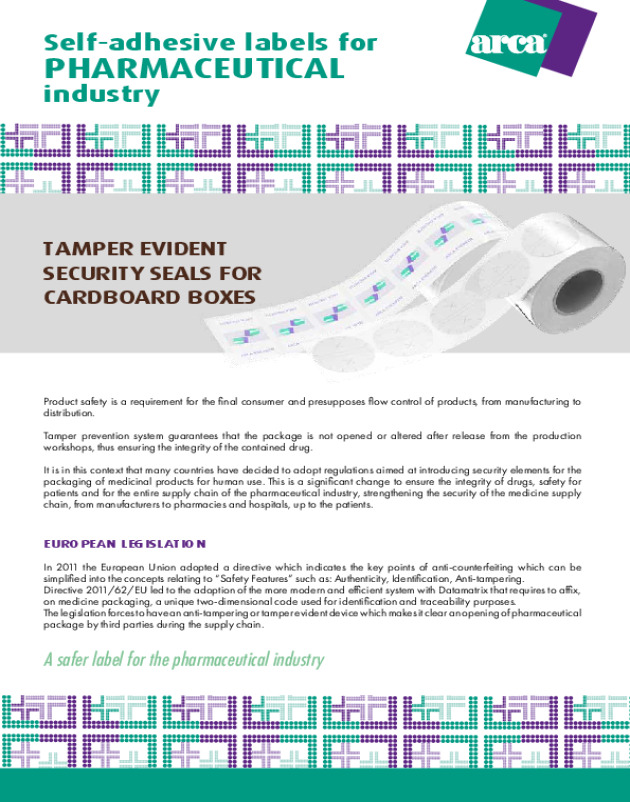 Tamper Evident security seals for carboard boxes
