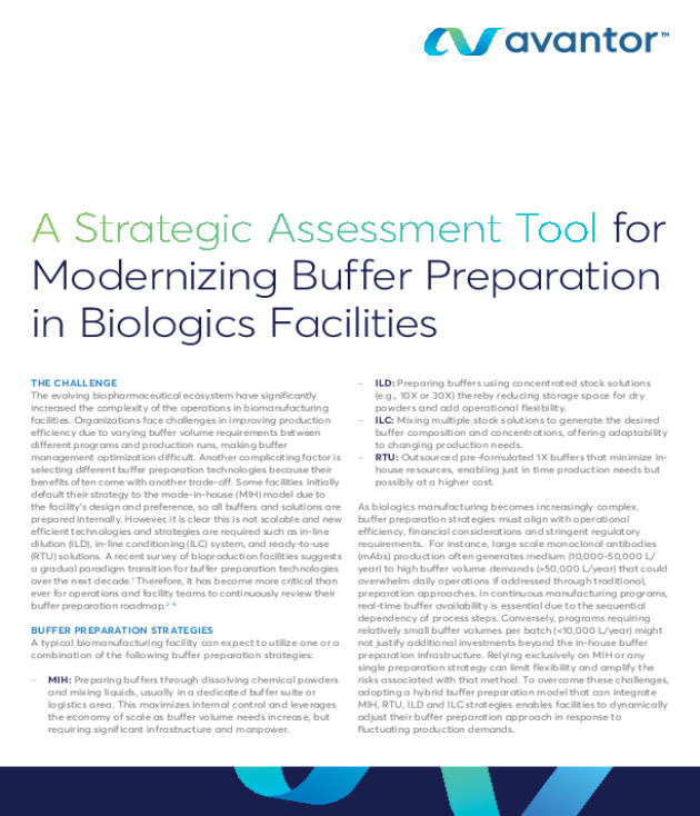 A Strategic Assessment Tool for Modernizing Buffer Preparation in Biologics Facilities