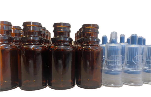10ml Type 1 glass vials and snaps for nose- and eardrops.