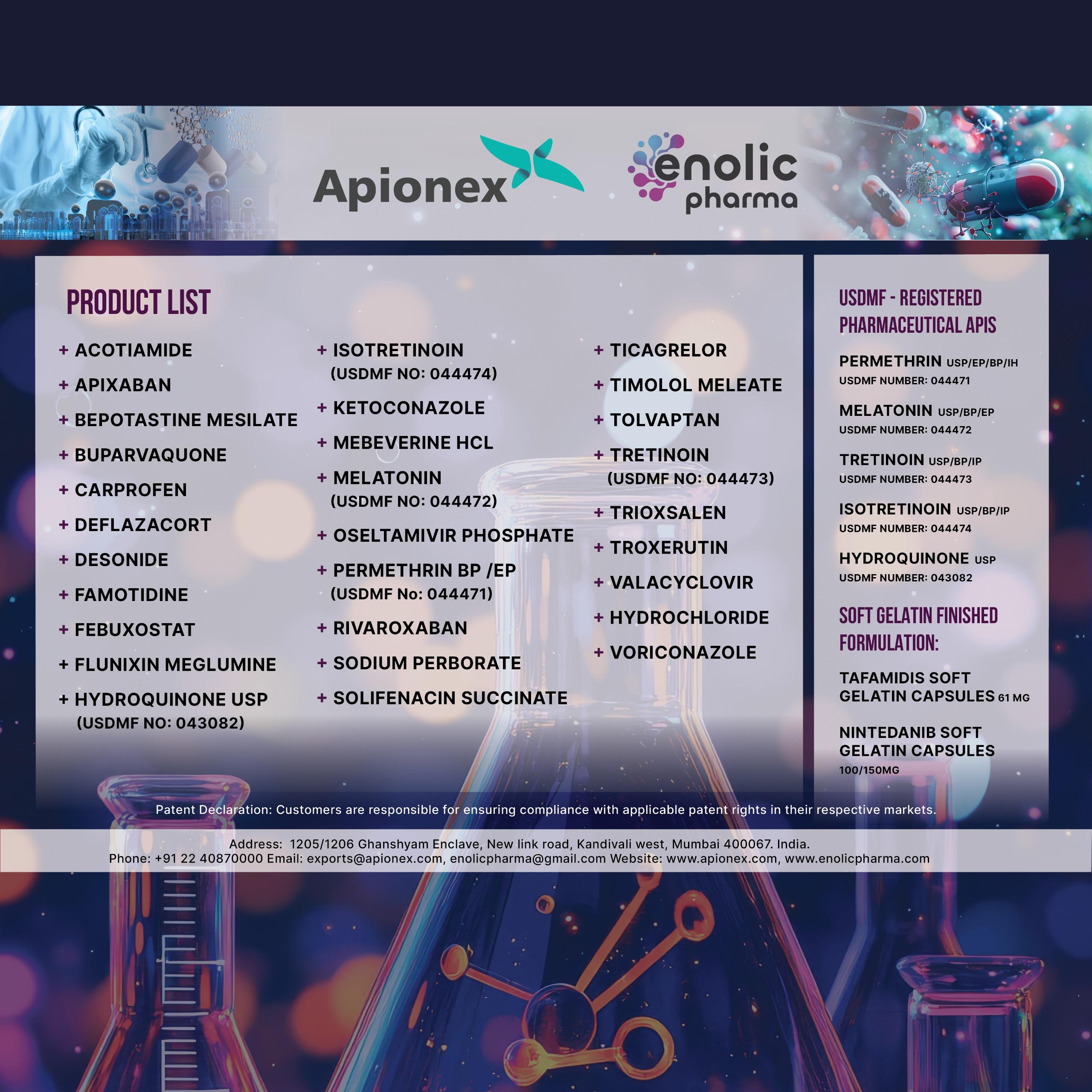 Apionex Products List