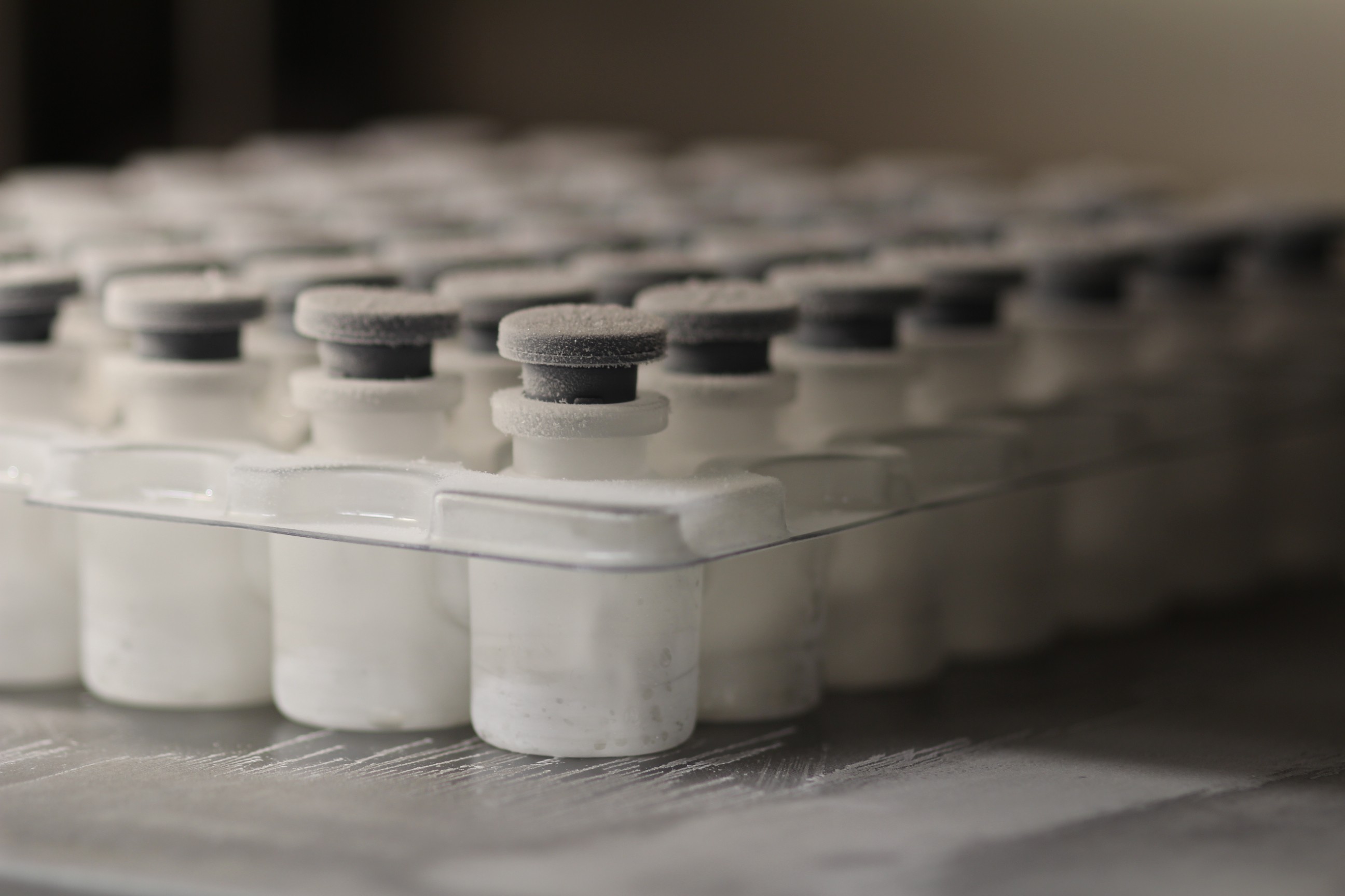 Frozen vials (glimpse into a lyo cycle's progress)