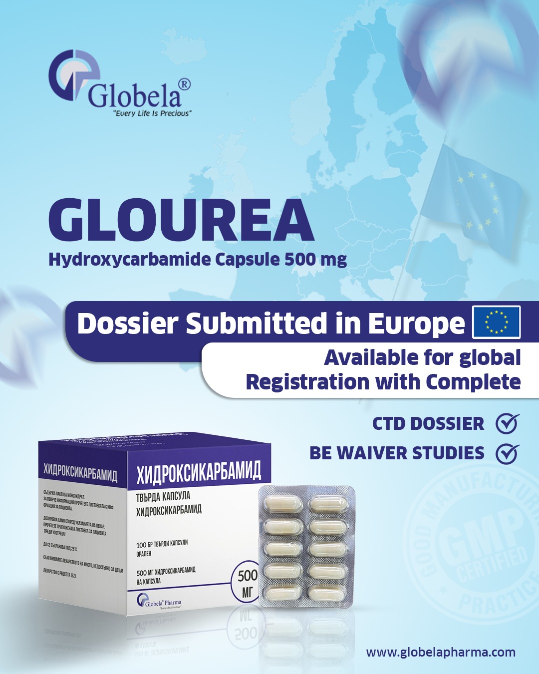 Hydroxycarbamide/Hydroxyurea 500 mg Capsules. Ready CTD Dossier. Looking for out licensing opportunities.