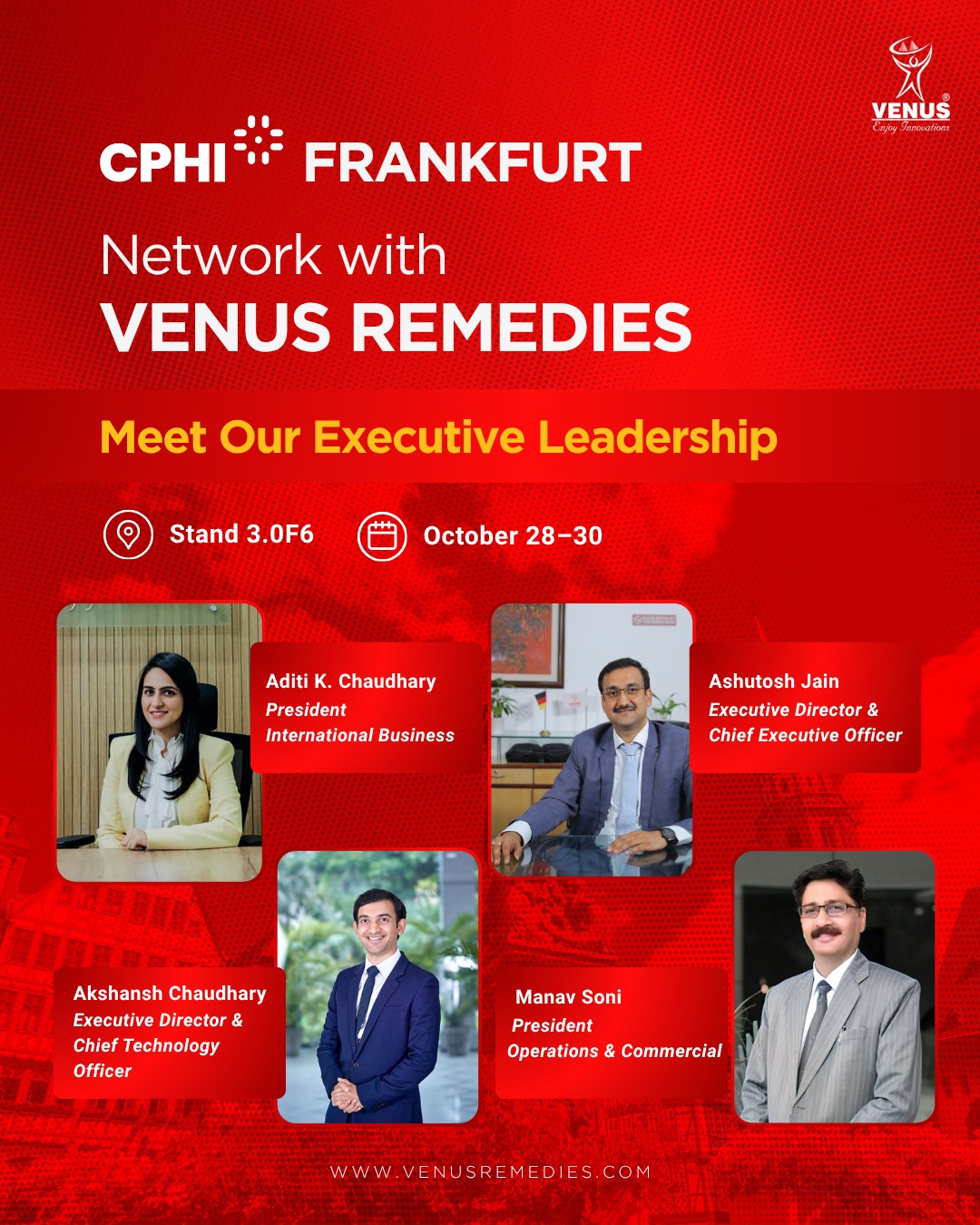 Meet the visionary leaders behind Venus Remedies at CPHI Frankfurt 2025