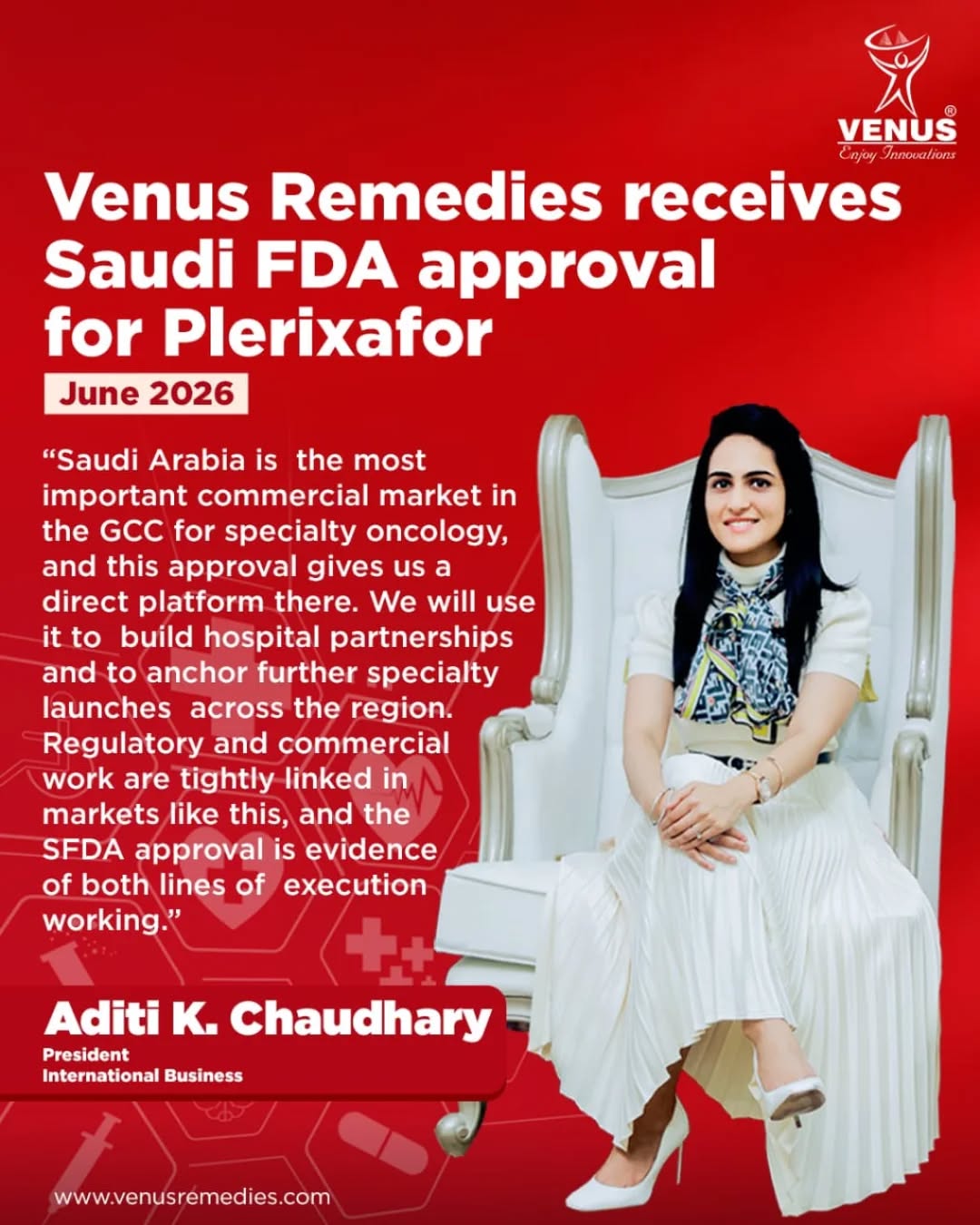 Venus Remedies receives Saudi FDA Approval for Plerixafor