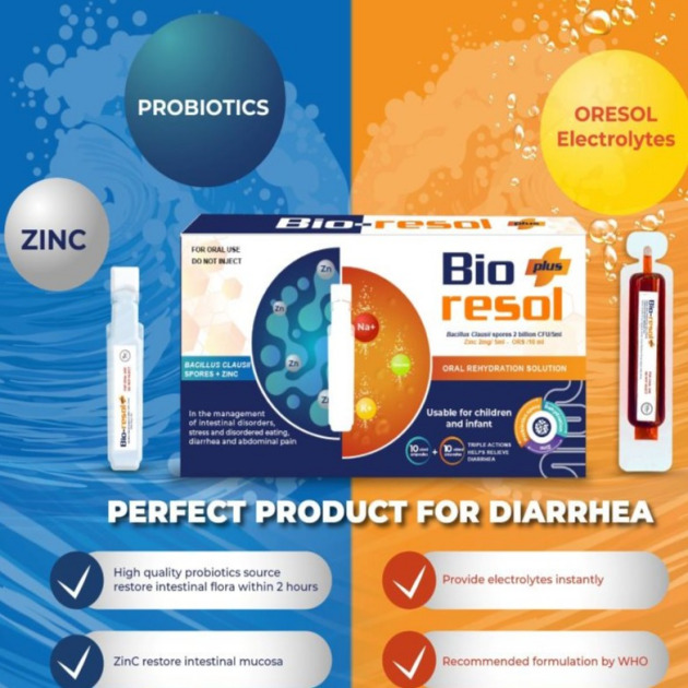 Bioresol plus (Bacillus clausii + Zinc - Oral suspension)