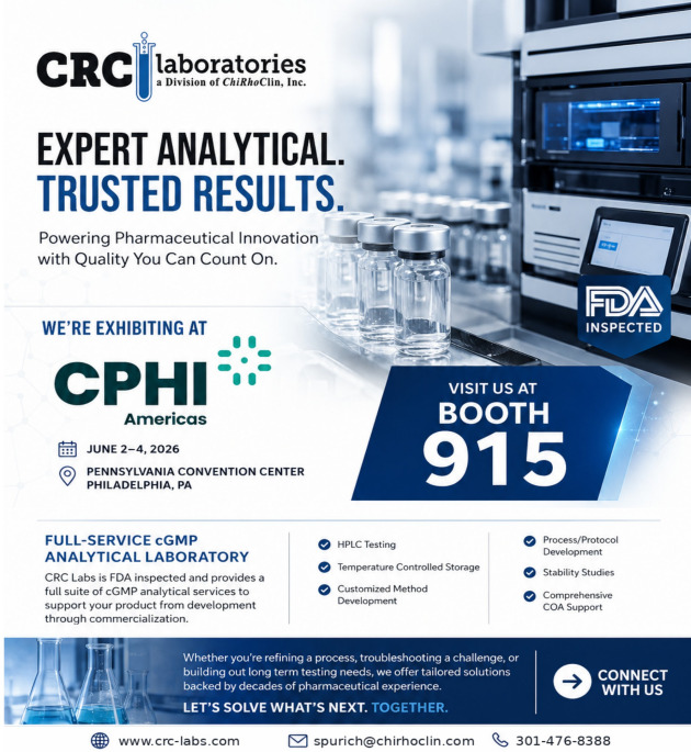 CRC Labs is exhibiting at CPHI Americas in Philadelphia—Booth 915