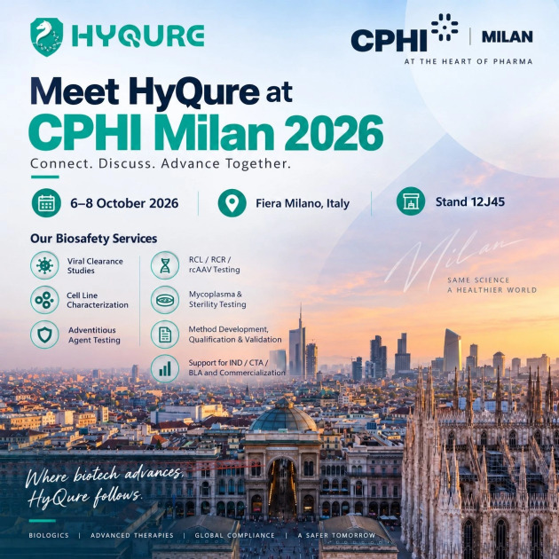 Meet HYQURE at CPHI Milan 2026: Biosafety & CMC Testing for Biologics and CGT