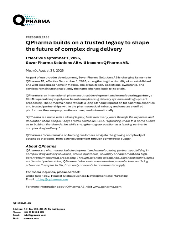 QPharma builds on a trusted legacy to shape the future of complex drug delivery