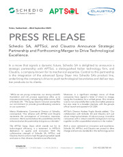 Schedio SA, APTSol, and Claustra Announce Strategic Partnership and Forthcoming Merger to Drive Technological Excellence.