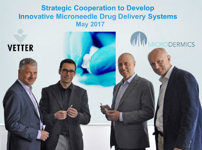Vetter and Microdermics to develop innovative microneedle drug delivery systems