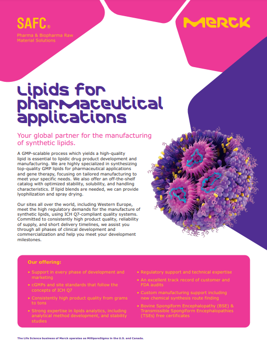 Lipids for Pharmaceutical Applications